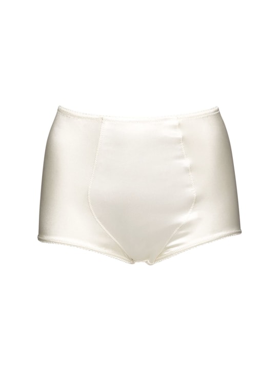 Dolce&Gabbana: Stretch silk satin briefs - Beyaz - women_0 | Luisa Via Roma