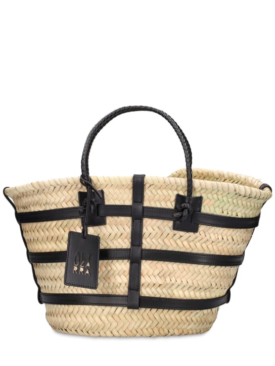ALTUZARRA: Small Watermill straw & faux leather bag - women_0 | Luisa Via Roma