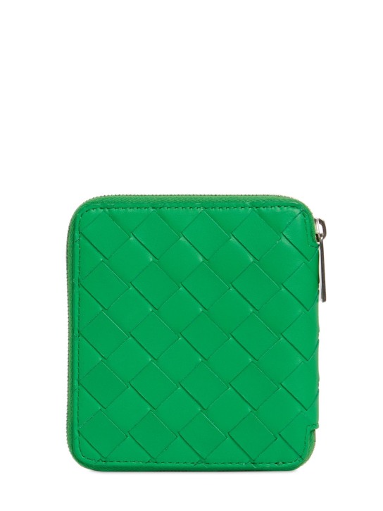 Bottega Veneta: Compact leather zip around wallet - Parakeet - men_1 | Luisa Via Roma