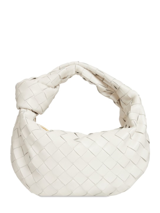 Bottega Veneta: Mini Jodie leather top handle bag - White - women_0 | Luisa Via Roma