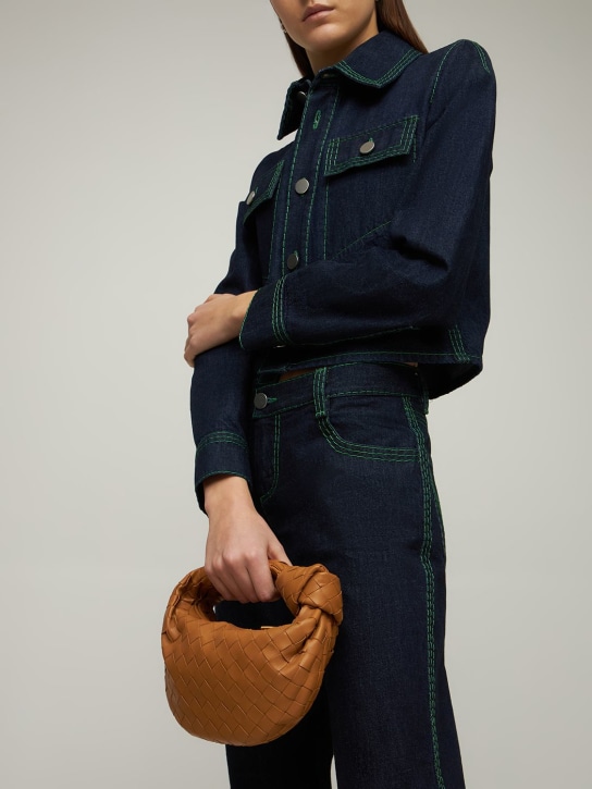 Bottega Veneta: Mini Jodie leather top handle bag - Caramel - women_1 | Luisa Via Roma