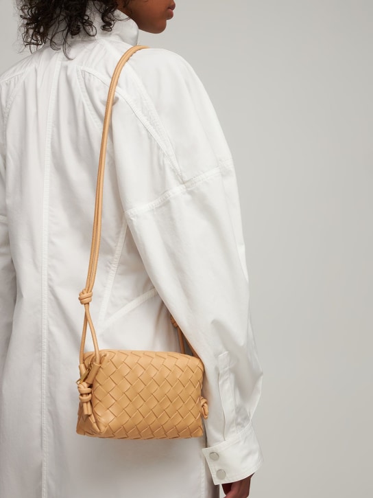 Bottega Veneta: Mini Loop leather shoulder bag - Almond - women_1 | Luisa Via Roma