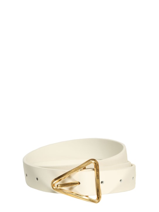 Bottega Veneta: Cinturón de piel 2.5cm - White-gold - women_0 | Luisa Via Roma