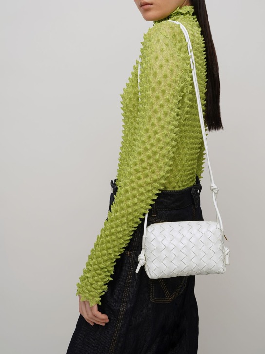 Bottega Veneta: Mini Loop leather camera bag - White - women_1 | Luisa Via Roma