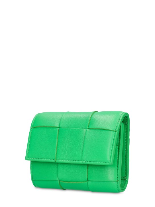 Bottega Veneta: Cassette leather trifold zip wallet - Parakeet - women_1 | Luisa Via Roma