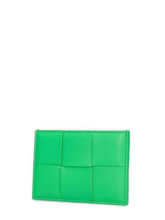 Bottega Veneta: Cassette leather credit card case - Parakeet - women_1 | Luisa Via Roma