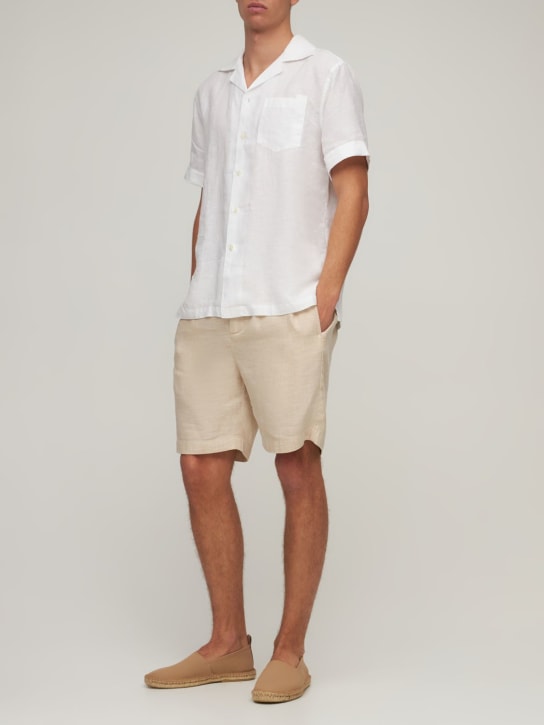 Frescobol Carioca: Felipe linen & cotton shorts - Sand - men_1 | Luisa Via Roma