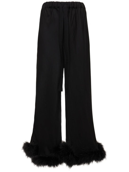 Sleeper: Pantaloni Boudoir in jersey con piume - Nero - women_0 | Luisa Via Roma