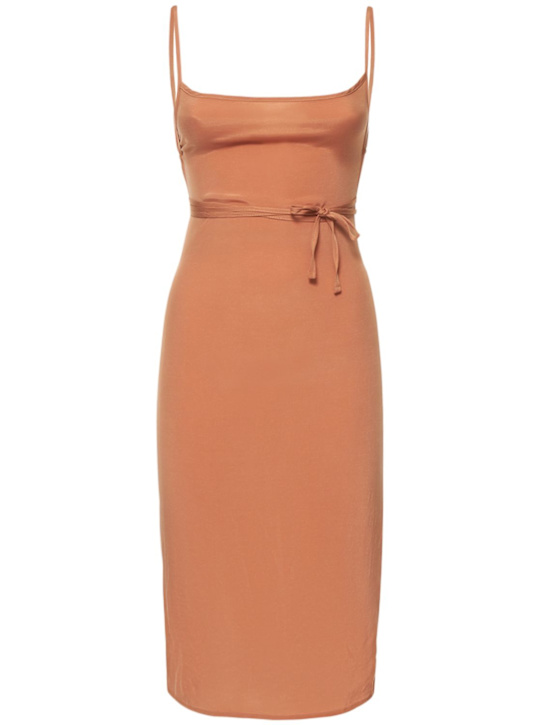Anemos: The Km stretch cupro blend midi dress - Orange - women_0 | Luisa Via Roma