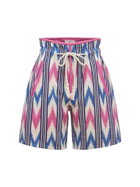 Marant Etoile: Shorts de lona de algodón - Marfil/Multi - women_0 | Luisa Via Roma