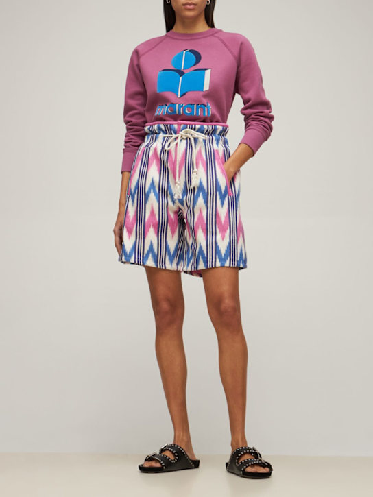 Marant Etoile: Shorts de lona de algodón - Marfil/Multi - women_1 | Luisa Via Roma