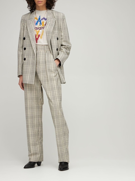 Marant Etoile: Miro コットンブレンドガーゼストレートパンツ - ブラック/エクリュ - women_1 | Luisa Via Roma