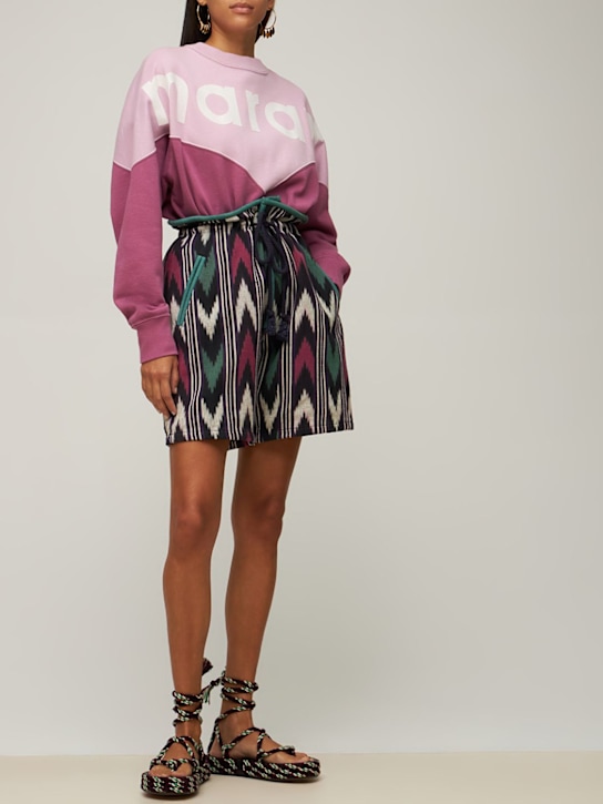 Marant Etoile: Short en toile de coton Linima - Bleu Marine/Multi - women_1 | Luisa Via Roma