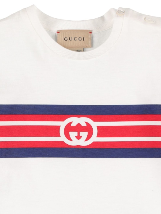 Gucci: T-shirt en jersey de coton à imprimé logo - Blanc - kids-girls_1 | Luisa Via Roma