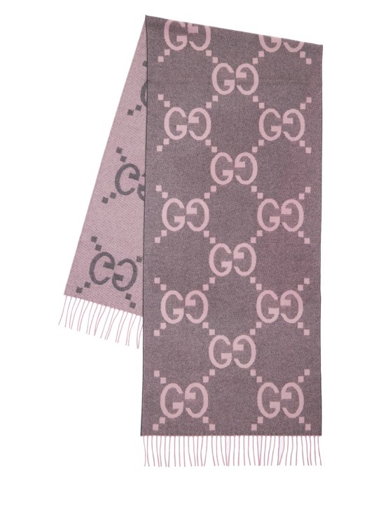 Gucci: GG cashmere jacquard scarf - Grafit/Pembe - women_0 | Luisa Via Roma