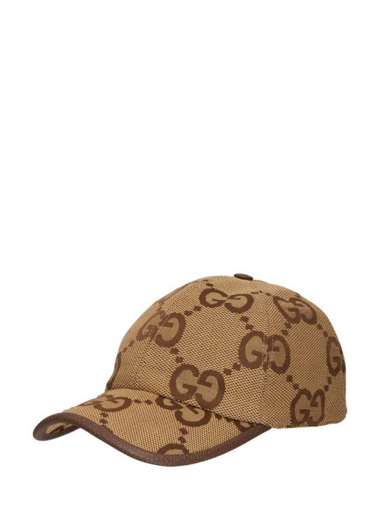 Gucci: GG Maxi cotton blend jacquard hat - Camel Ebony - women_1 | Luisa Via Roma
