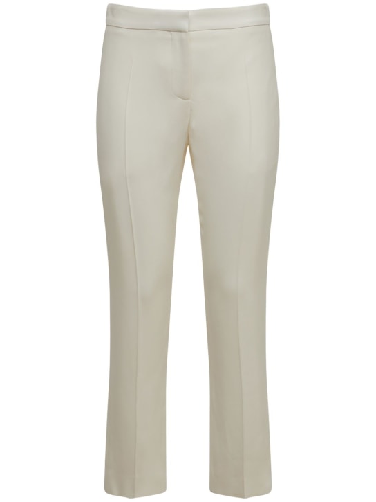 Alexander McQueen: Viscose blend high rise straight pants - Light Ivory - women_0 | Luisa Via Roma