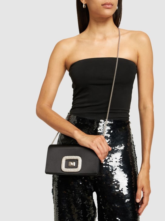 Roger Vivier: Pochette mini Viv Choc in raso - Nero - women_1 | Luisa Via Roma