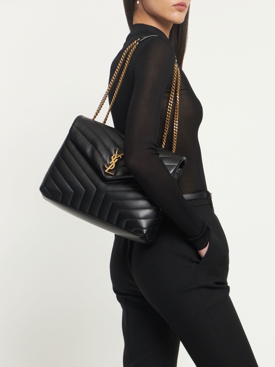Saint Laurent: Medium Loulou quilted leather bag - Black - women_1 | Luisa Via Roma