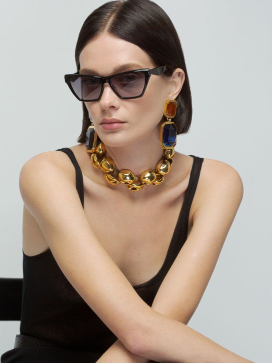 Saint Laurent: M103 Rectangle acetate sunglasses - Siyah - women_1 | Luisa Via Roma