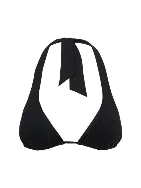Dolce&Gabbana: Top de bikini triangular de jersey con relleno - Negro - women_0 | Luisa Via Roma