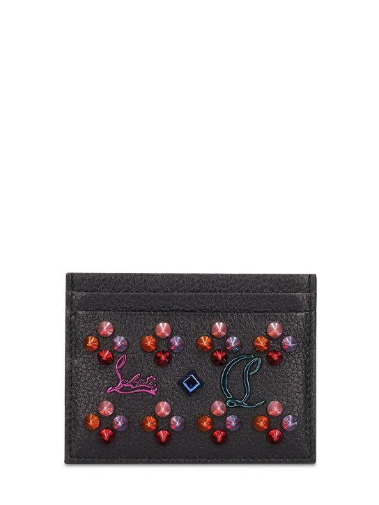 Christian Louboutin: W Kios embellished leather card holder - Black/Multi - women_0 | Luisa Via Roma