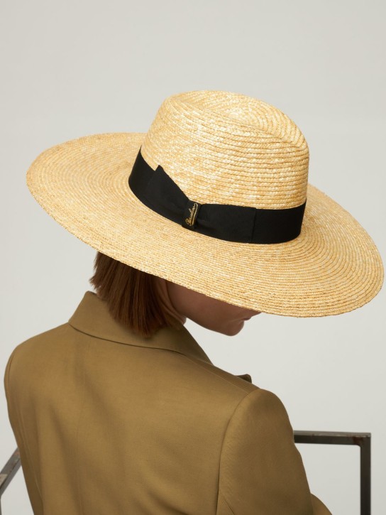 Borsalino: Sophie medium brim straw hat - Natural/Black - women_1 | Luisa Via Roma