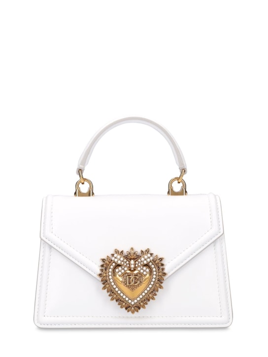 Dolce&Gabbana: Bolso de mano mini Devotion de piel - Blanco - women_0 | Luisa Via Roma