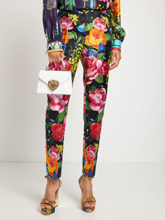 Dolce&Gabbana: Mini Devotion leather top handle bag - Beyaz - women_1 | Luisa Via Roma