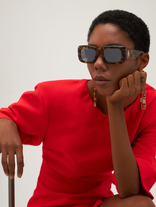 The Attico: Marfa squared acetate sunglasses - Tortoiseshell/Green - women_1 | Luisa Via Roma