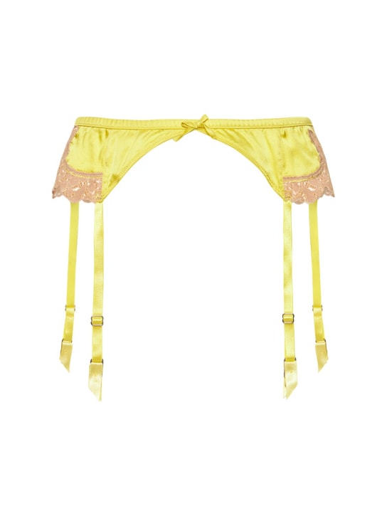Fleur Du Mal: James レース＆サテンガーターベルト - イエロー - women_0 | Luisa Via Roma