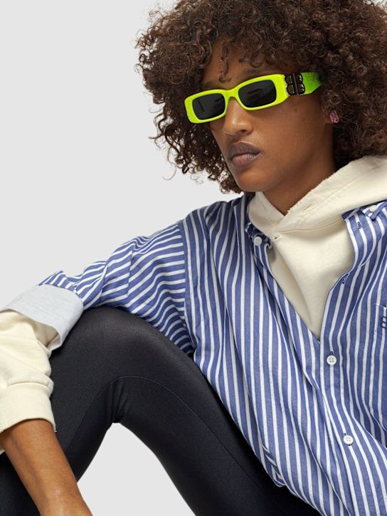 Balenciaga: 0096S Dynasty rectangle sunglasses - Neon Yellow - women_1 | Luisa Via Roma