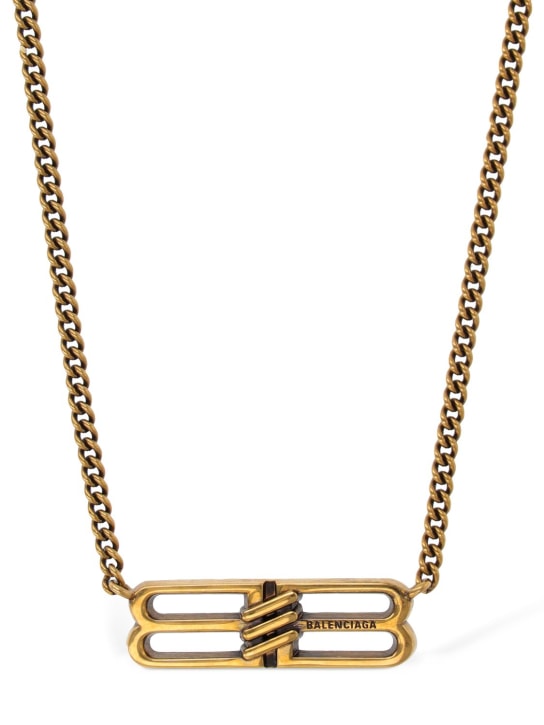 Balenciaga: BB Icon brass necklace - Gold - women_0 | Luisa Via Roma