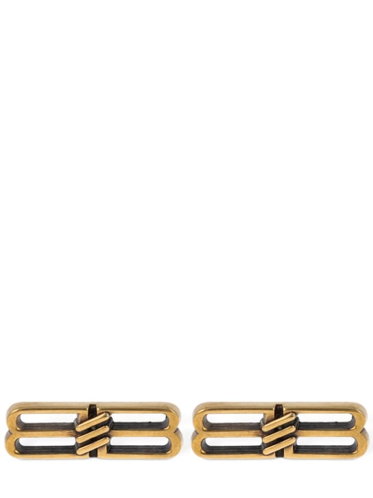 Balenciaga: BB Icon brass earrings - Altın Rengi - women_0 | Luisa Via Roma