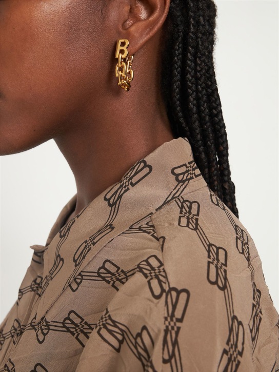 Balenciaga: B Chain Flex brass earrings - women_1 | Luisa Via Roma