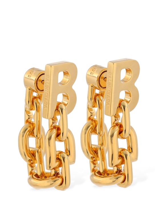 Balenciaga: B Chain Flex brass earrings - women_0 | Luisa Via Roma