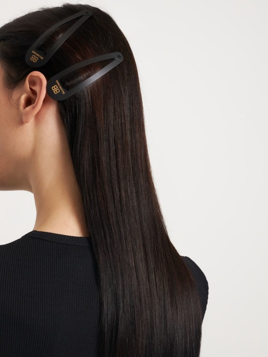 Balenciaga: Set of 2 Holli hair clips - Black - women_1 | Luisa Via Roma