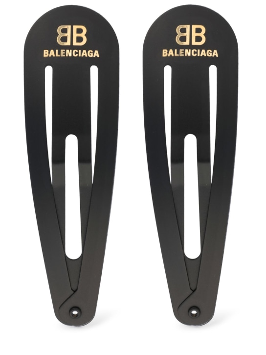 Balenciaga: Set of 2 Holli hair clips - Black - women_0 | Luisa Via Roma