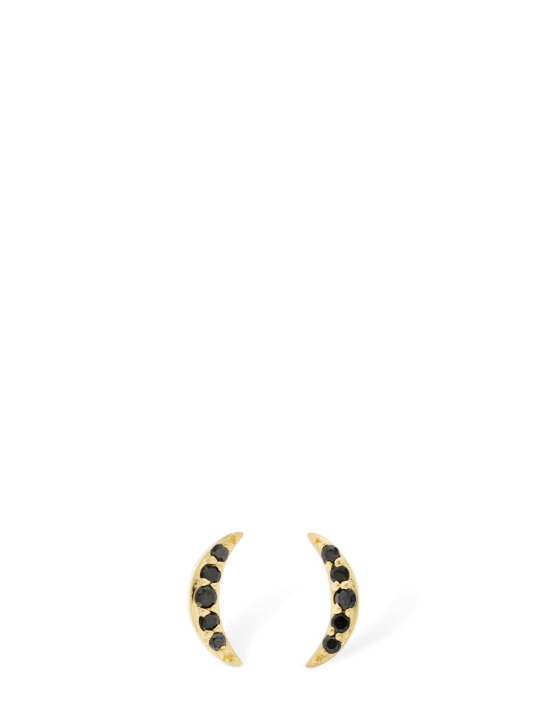 Missoma: Celestial pavé moon stud earrings - Gold/Black - women_0 | Luisa Via Roma