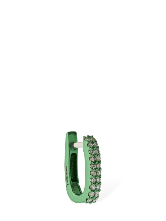 EÉRA: Basice 18kt & diamond mono hoop earring - Green/Crystal - women_0 | Luisa Via Roma