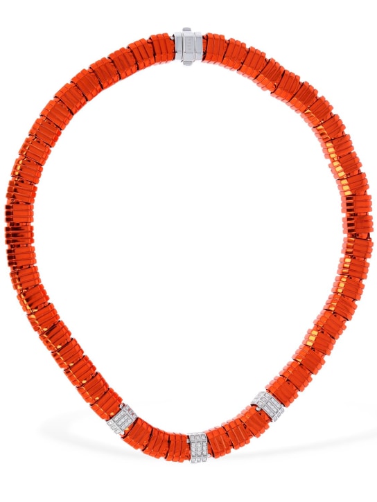 EÉRA: Candy 18kt & diamond collar necklace - Orange/Crystal - women_0 | Luisa Via Roma