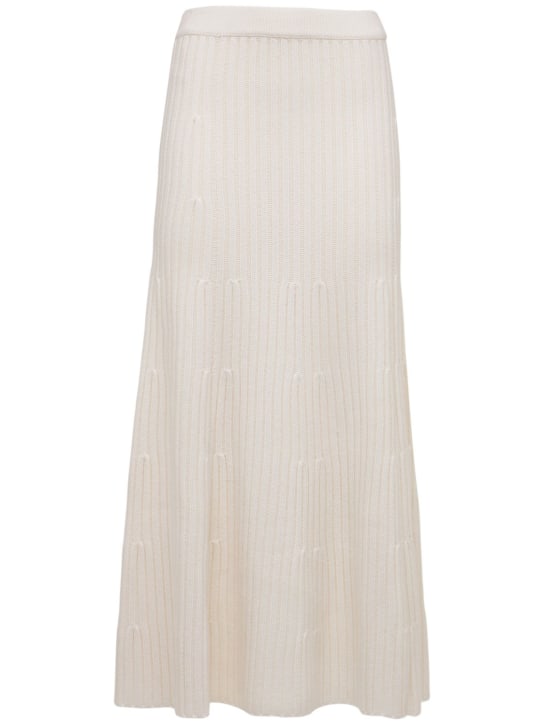 Gabriela Hearst: Jupe longue en maille côtelée de cachemire Flores - Ivoire - women_0 | Luisa Via Roma