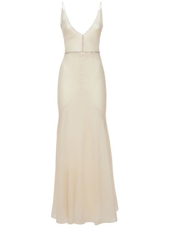 Gabriela Hearst: Brigita herringbone wool & silk dress - Ivory - women_0 | Luisa Via Roma