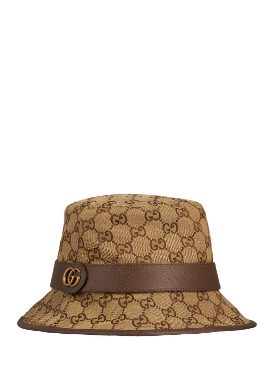 Gucci: GG cotton blend canvas bucket hat - Bej - women_1 | Luisa Via Roma