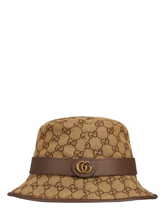 Gucci: GG cotton blend canvas bucket hat - Beige - men_0 | Luisa Via Roma