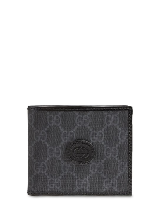 Gucci: GG Supreme canvas wallet - Black - men_0 | Luisa Via Roma