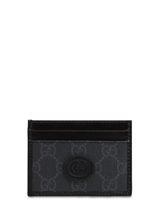 Gucci: GG Supreme canvas card holder - Black - men_0 | Luisa Via Roma