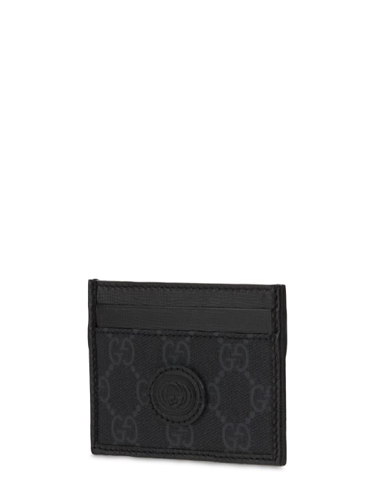 Gucci: GG Supreme canvas card holder - Black - men_1 | Luisa Via Roma