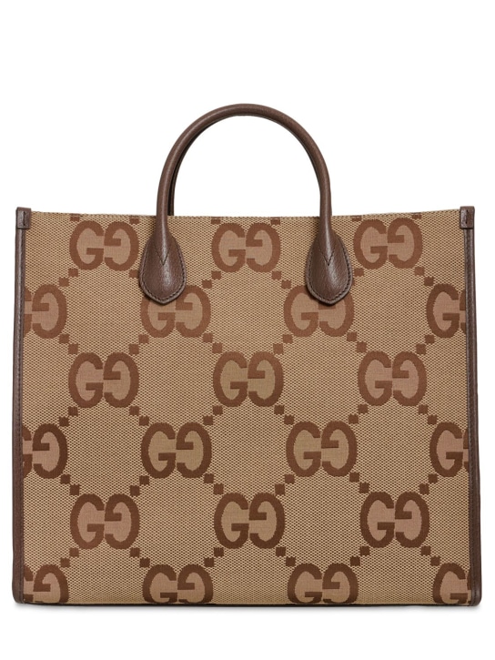 Gucci: Jumbo GG canvas tote bag - Brown - men_0 | Luisa Via Roma