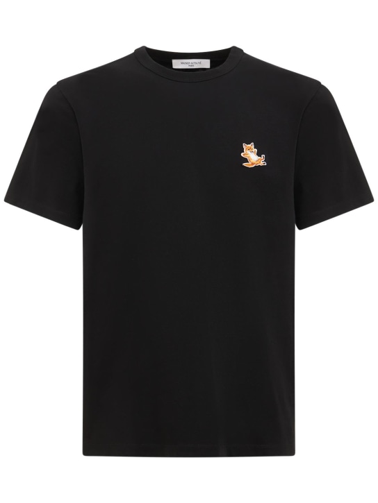 Maison Kitsuné: T-shirt en jersey de coton avec patch Chillax - men_0 | Luisa Via Roma